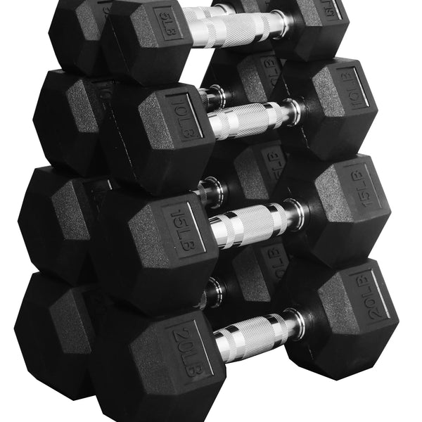 Dumbbell Set, Pairs of 5 Lb, 10 Lb, 15 Lb, and 20 Lb
